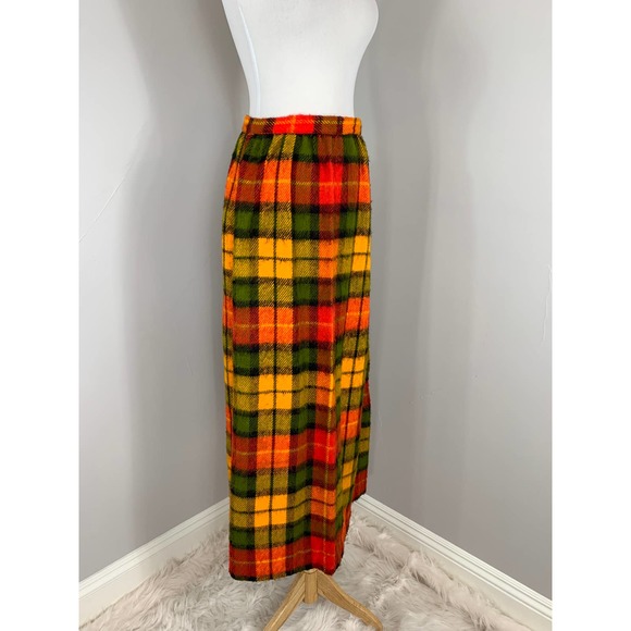 Vintage 70s Maxi Skirt Buffalo Check Plaid Tartan Fall Winter Grunge Punk Indie - Picture 7 of 12